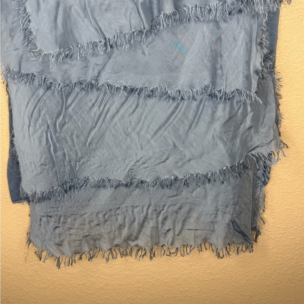 Made in Italy Womens Blue Sz S Boho Fringe Tunic Layered Raw Hem - Picture 5 of 11